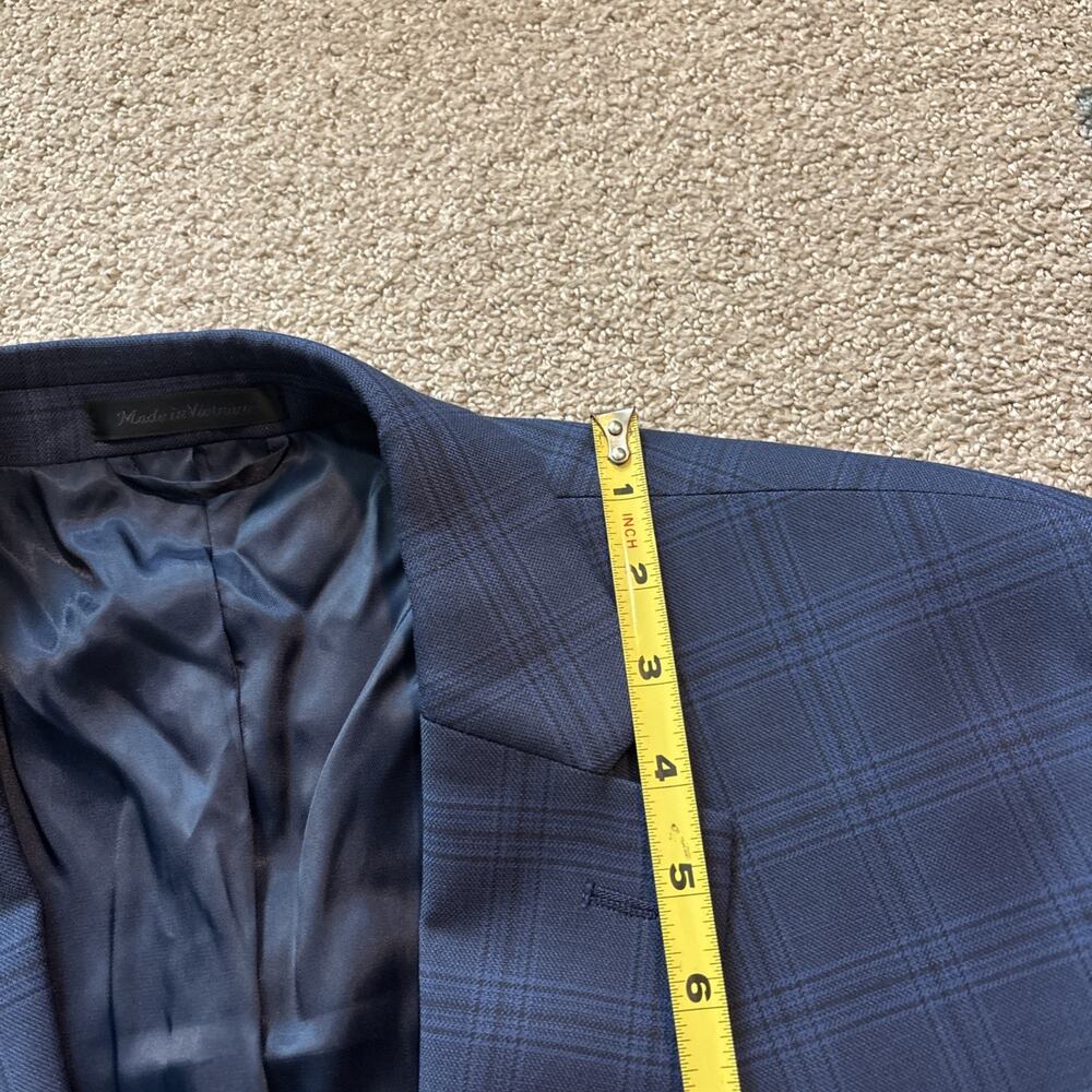 Lauren Ralph Lauren Men's Blue Check 2-Button Notch Blazer 44R Poly Blend - Picture 8 of 11